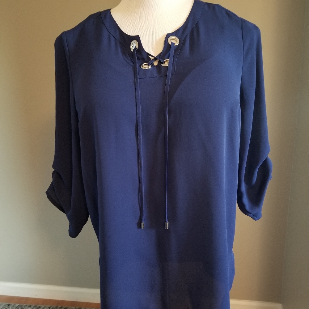 JM Collection Tie Front Blouse